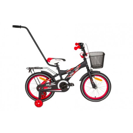 Rower 12 MEXLLER BMX czarno-czerwony mat + koszyk