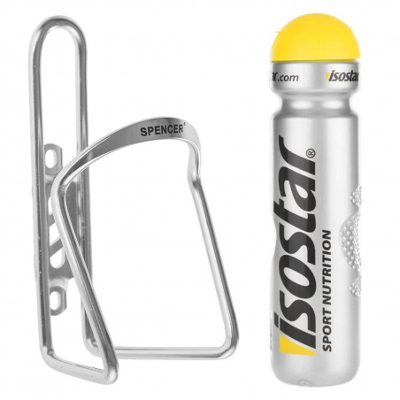 ZESTAW KOSZYK ALUMINIOWY NA BIDON ISOSTAR 1000 ML sreb+żółty z pokr. BID028+KOB350