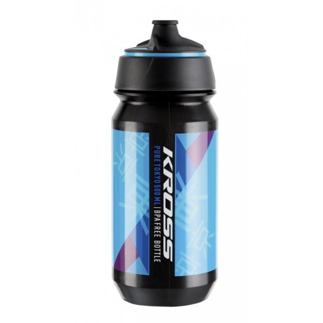 Bidon 0,5L KROSS TOKYO czarno-niebieski grafika