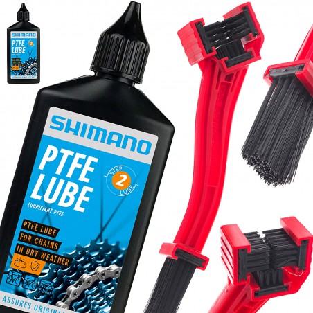 SMAR OLEJ DO ŁAŃCUCHA SHIMANO PTFE DRY + SZCZOTKA