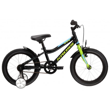 Rower 16 KROSS RACER 3.0 czarno-limon-niebieski poł 2022