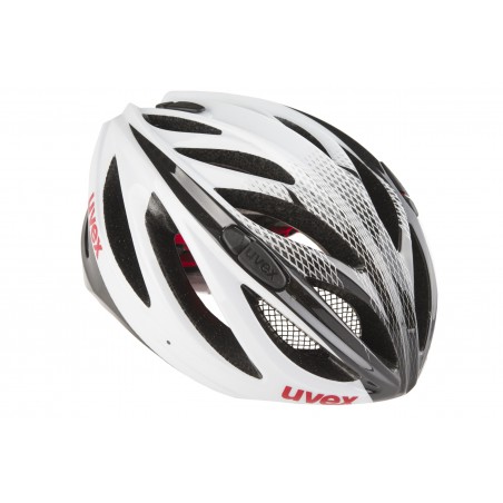 Kask UVEX Boss Race L 55-60 cm biało-czarno-czerwony połysk