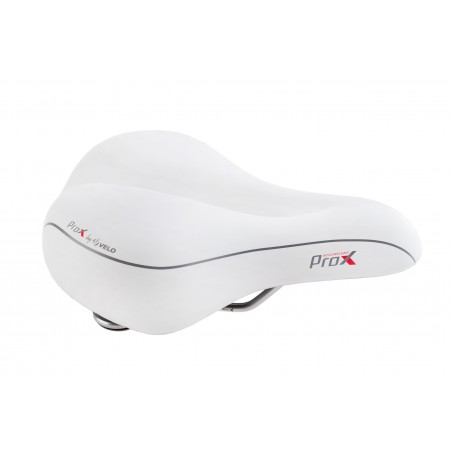 Siodełko rowerowe VELO PROX VL-6103E D2 ELASTOMER z otworem żelowe białe