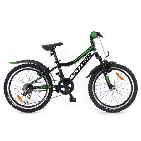Rower 20 STORM MTB Rapid stal. v-br 10,5" czarny-ziel/biały