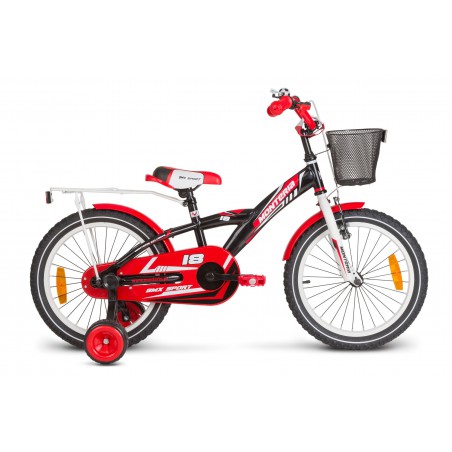 Rower 18 Monteria Boy stalowy biało-czerwony