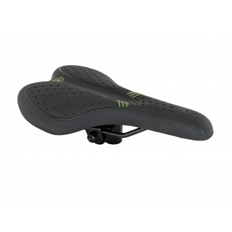 Siodełko MTB cross Selle Jet dł-275mm szer-165mm z jarzemkiem czarno-zielone