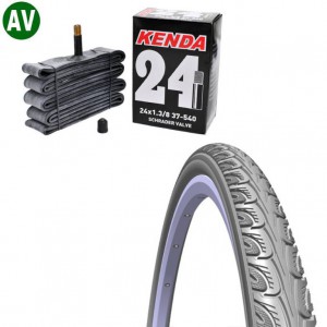 Opona 24 x 1 3/8  RUBENA MITAS V-69 HOOK szara O100225 + Dętka KENDA AV-40