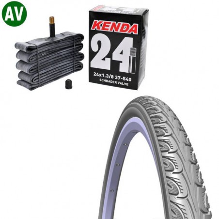 Opona 24 x 1 3/8  RUBENA MITAS V-69 HOOK szara O100225 + Dętka KENDA AV-40