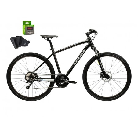 Rower KROSS EVADO 4.0 M L czarno-srebrny połysk 21" GRATIS sakwa lampka