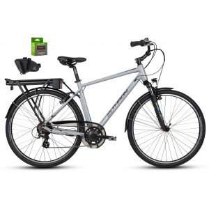 Rower elektryczny 28 ELTHRON CAPRI 1.M wolnobieg-7 srebrny 480 (M) GRATIS