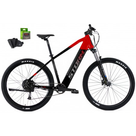 Rower elektryczny 29 STORM E-Taurus 2.0 Alivio 19" czarny czerwony +GRATIS