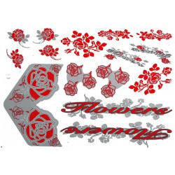 Naklejka KR5 - Flowers czerwono-srebrna
