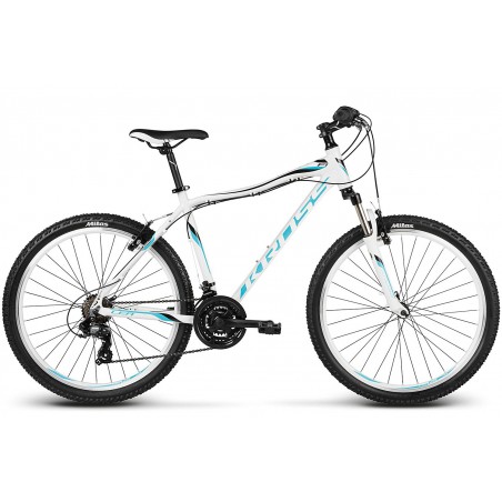 Rower KROSS 26 LEA F1 MTB T TY-300 XXS biało-czarno-niebieski połysk