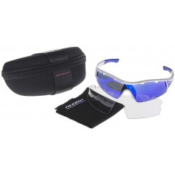 Okulary ACCENT Stingray biało niebieskie  soczeweki PC niebieskie lustrzane, przezroczyste