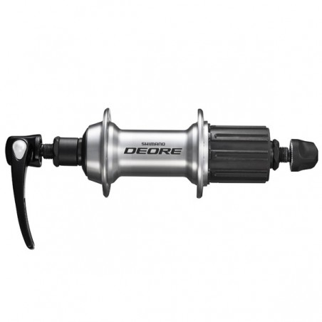Piasta tylna SHIMANO DEORE FHT-610, zamykacz, 36H, 8/9/10rz, srebrna