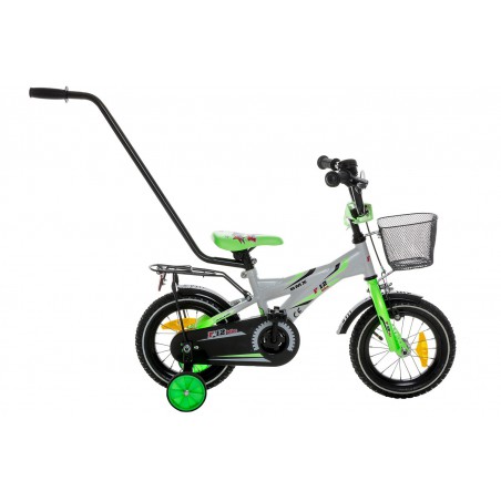 Rower 12'' MEXLLER BMX biało-zielony + koszyk