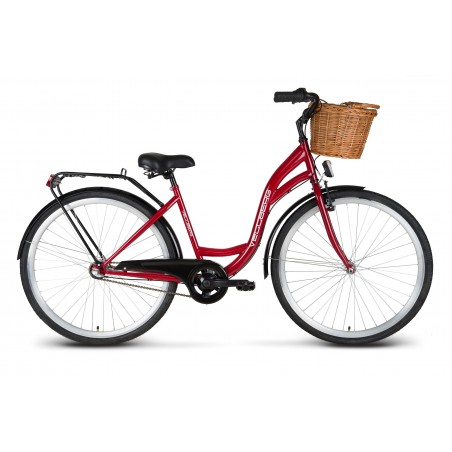Rower 26 VELLBERG D CTB NEXUS 3-bieg. 18" bordo + czarny + KOSZYK WIKLINOWY