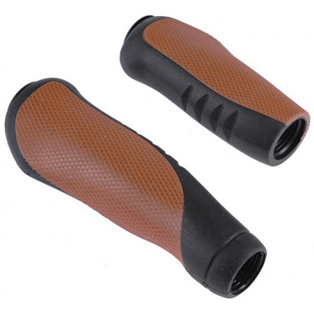 Chwyty rowerowe VELO VLG-1115-2AD2 żelowe 134/92mm czarno-brązowe + korki