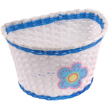 Koszyk na kierownicę dziecięcy plast. biało-niebieski z kwiatkiem BSO1-4