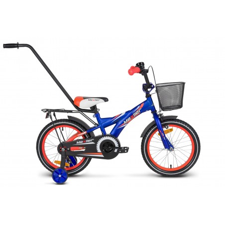 Rower 16 MEXLLER BMX niebiesko-pomarańczowy mat + koszyk 17r