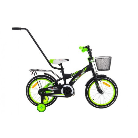 Rower 16 MEXLLER BMX czarno-zielony mat + koszyk 17r.