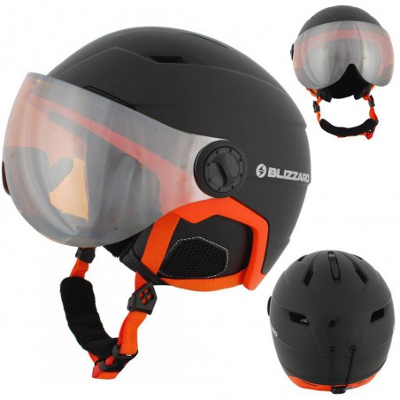 Kask narciarski BLIZZARD Double Visor czarno-pomarańczowy mat, orange lens, lustro,big logo 60-63 L/XL