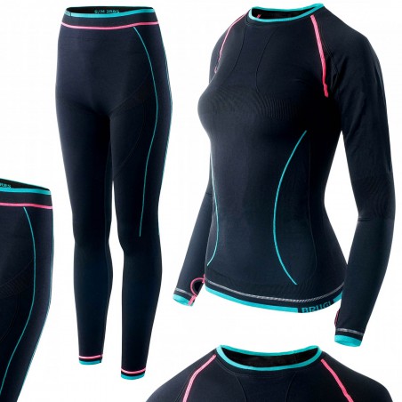 Bielizna termoaktywna BRUGI damska 2RB5+2RB4  L/XL czarne E61 (spodnie+koszulka)