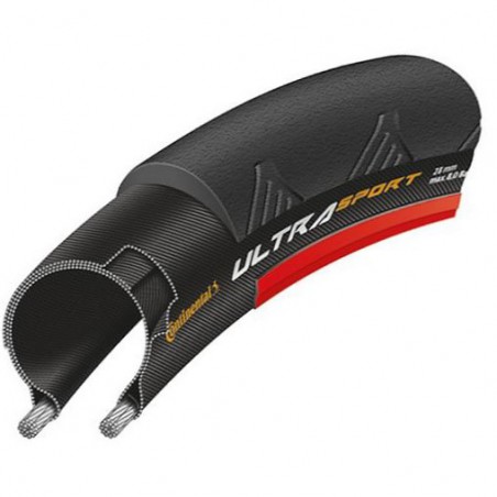 Opona 700 x 25C  CONTINENTAL Ultra sport II 25-622 czarno-czerwona zwijana