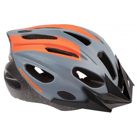 Kask KROSS RIBELO M 56-59cm szaro-pomarańczowy + daszek