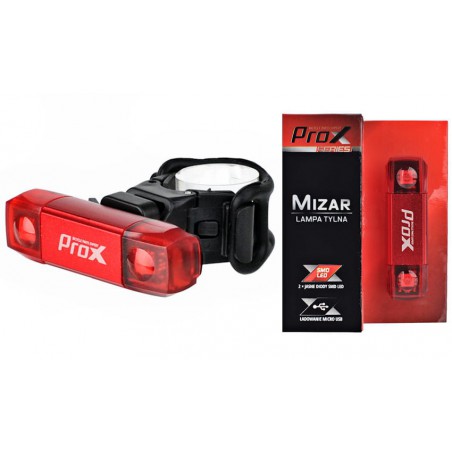 Lampa tylna /akumulator/ PROX MIZAR 2xSMD LED 30lm USB czerwona na sztycę
