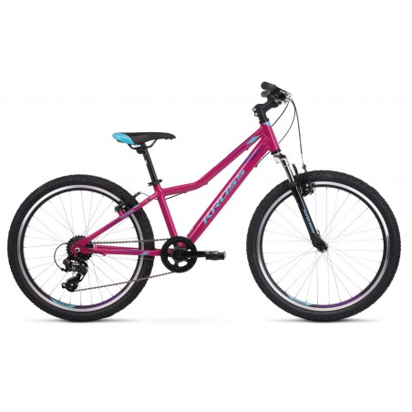 Rower 24 KROSS LEA JR 1.0 damski różowo-niebiesk-fioeltowy poł. 2020