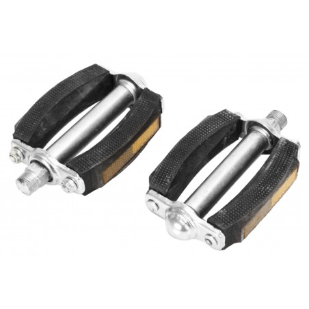 Pedały gumowo-metalowe BL-124 /srebrne okucie/ odblaski 9/16