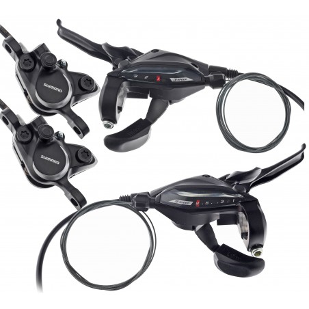 Dźwignie zespolone SHIMANO ST-EF505 hydrauliczne 3x9 z zaciskami 100cm+150cm