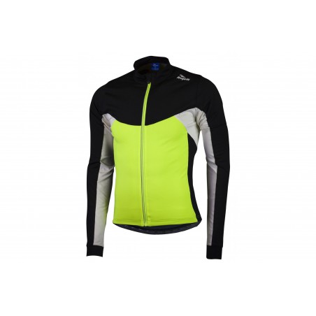 Koszulka ROGELLI RECCO 2.0 full zip, długi.r, 2XL czarno-sreb-fluor
